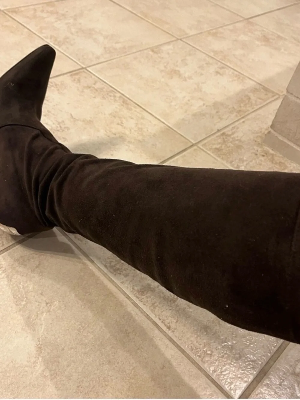 Donald Pliner Chocolate Brown Suede Knee-High Stiletto Boots